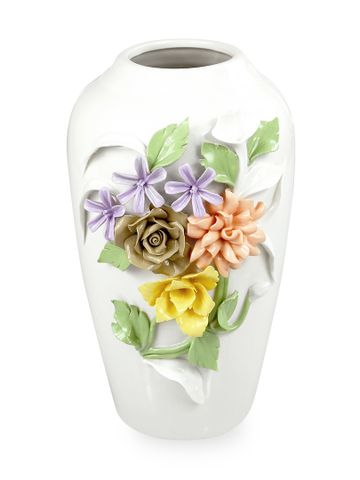 Bình Hoa Trang Trí Bằng Sứ 18x16x17cm Hồng Nổi- HP061-Z-ST25