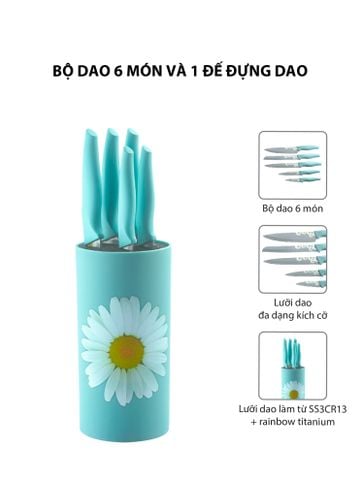 Hình ảnh BỘ DAO HOA VÀ HỘP ĐỰNG DAO 6 MÓN ARIZONA - 007092 đa năng trong gian bếp