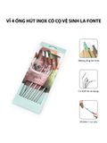  Vỉ 4 ống hút inox có cọ vệ sinh La Fonte - 006699 
