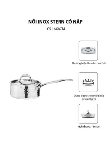 Hình ảnh CHẢO INOX STERN CÓ NẮP CS 16X8CM-062200