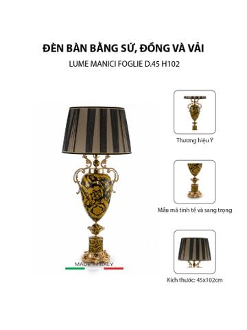 Đèn Bàn Bằng Sứ Dát Đồng Caroline Italy 45x102cm - A248/N.1483