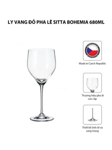  Bộ 6 ly vang đỏ pha lê Sitta Bohemia 680ml 