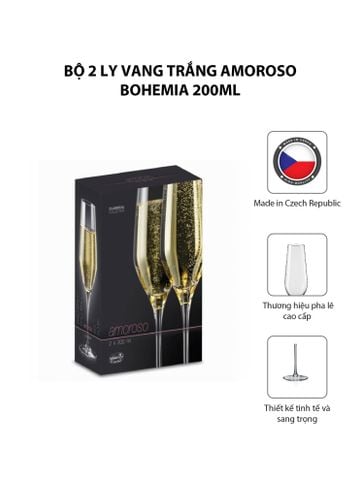  Bộ 2 ly vang trắng Amoroso Bohemia 200ml 