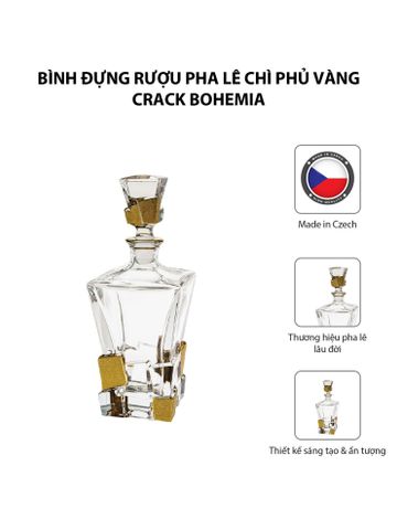  Bình đựng rượu pha lê chì phủ vàng Crack Bohemia 