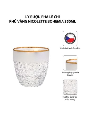  Bộ 6 ly rượu pha lê chì phủ vàng Nicolette Bohemia 350ml 