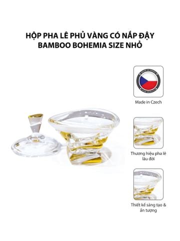  Hộp pha lê phủ vàng có nắp đậy Bamboo Bohemia size nhỏ 