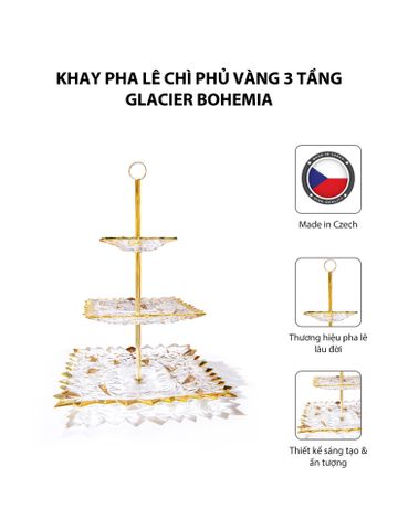  Khay pha lê chì phủ vàng 3 tầng Glacier Bohemia 