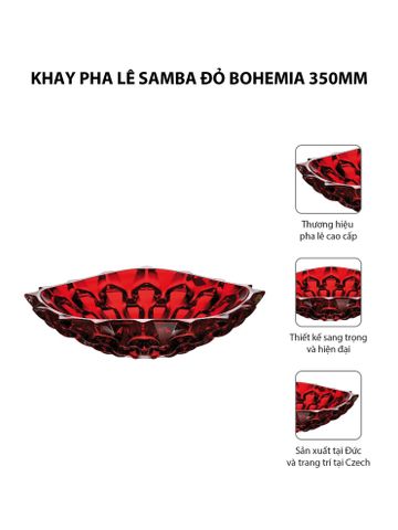  Khay pha lê Samba đỏ Bohemia 350mm 