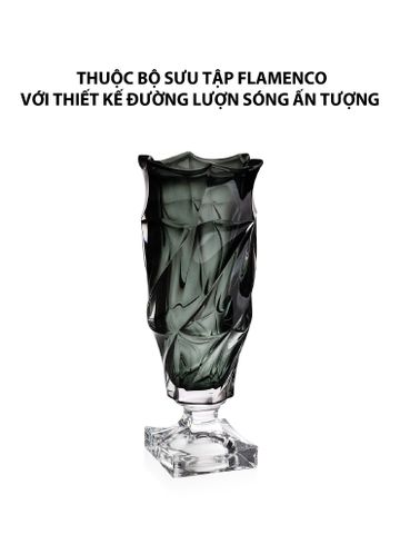  Bình hoa pha lê có chân Flamenco màu xám khói Bohemia 380mm 
