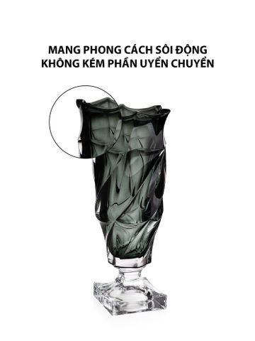  Bình hoa pha lê có chân Flamenco màu xám khói Bohemia 380mm 