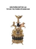  Đồng hồ với chim ưng, 2 con ngựa và 2 cậu bé bằng đồng mạ vàng, kết hợp với đá OLYMPUS538 