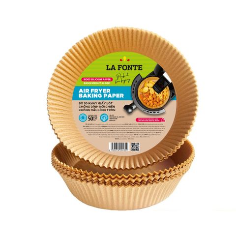 Hình ảnh BỘ 50 KHAY GIẤY LÓT CHỐNG DÍNH NỒI CHIÊN KHÔNG DẦU HÌNH TRÒN LA FONTE  004329-BRO