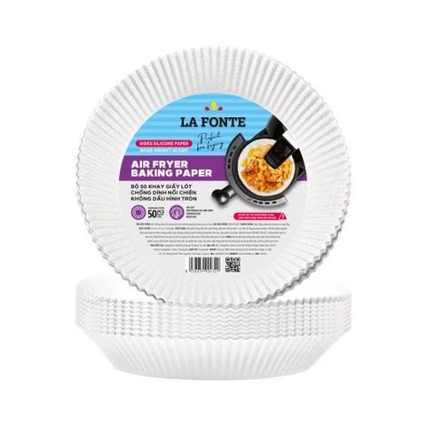 Hình ảnh BỘ 50 KHAY GIẤY LÓT CHỐNG DÍNH NỒI CHIÊN KHÔNG DẦU HÌNH TRÒN LA FONTE 004329-WHI