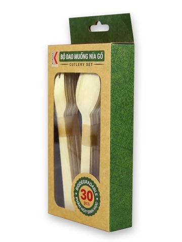 Bộ 10 Dao 10 Muỗng 10 Nĩa Gỗ KOKUSAI - 006194