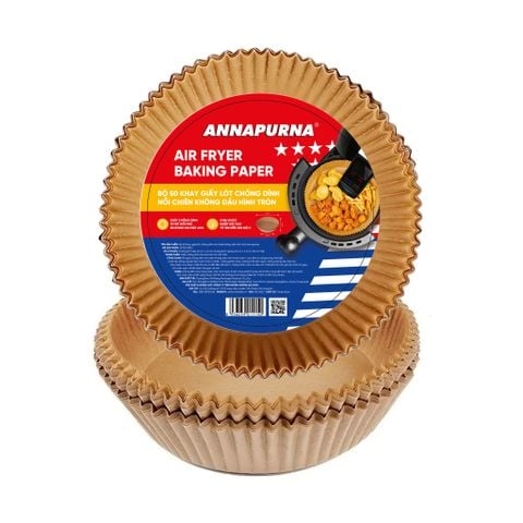 Hình ảnh BỘ 50 KHAY GIẤY LÓT CHỐNG DÍNH NỒI CHIÊN KHÔNG DẦU HÌNH TRÒN ANNAPURNA  - 011150 - BRO