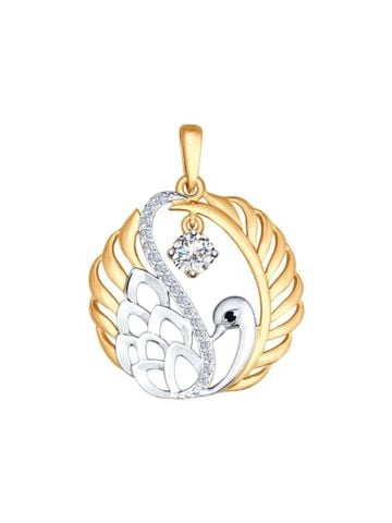 Mặt dây chuyền bằng  vàng đính đá mầu, đá trong suốt, đá đỏ -  035094