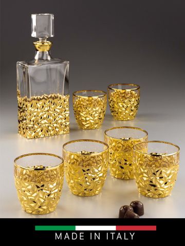  BỘ 6 LY VÀ BÌNH RƯỢU WHISKY PHA LÊ PHỦ VÀNG 24K SAME  73735 