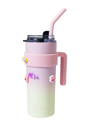  Ly giữ nhiệt sticker kèm ống hút La Fonte 600 ml - 012294-PIN 