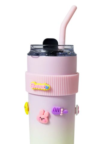  Ly giữ nhiệt sticker kèm ống hút La Fonte 600 ml - 012294-PIN 
