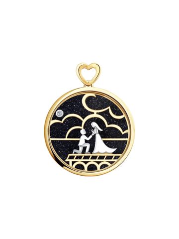  Mặt dây chuyền vàng với đá aventurine và kim cương 1030600No1743 