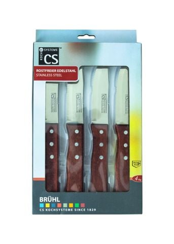Hình ảnh BỘ DAO BÍT TẾT 4 CÁI KÍCH THƯỚC 25CM, TAY CẦM BẰNG GỖ - 070182 đa năng trong gian bếp