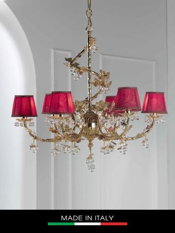  Đèn chùm DEBORA Giada mạ vàng 6 bóng gắn kim cương Swarovski - DC2016 