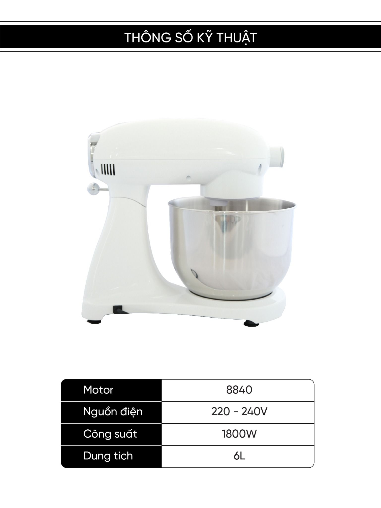  Máy trộn đa năng STAND MIXER® White Kuchenzimmer 002806 