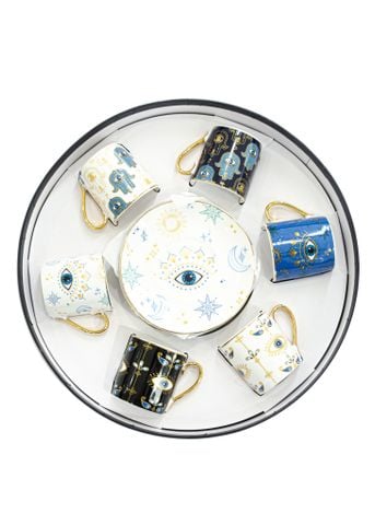  Bộ 6 tách trà bằng sứ tay cầm mạ vàng Moriitalia - 011426 