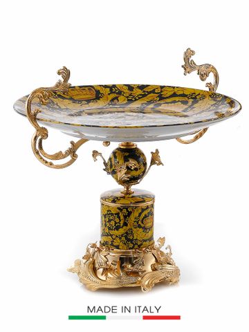 Khay Trang Trí Bằng Sứ Dát Đồng Caroline Italy 40x46x41cm - A248/N.1487