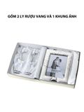  Đồ trang trí  quà tặng cuộc sống (2 ly thủy tinh + khung ảnh 13x18) mạ bạc hiệu VALENTI  - 16523 