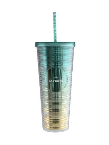  Ly nhựa 2 lớp kèm ống hút La Fonte 760ml - 013222-GRE 