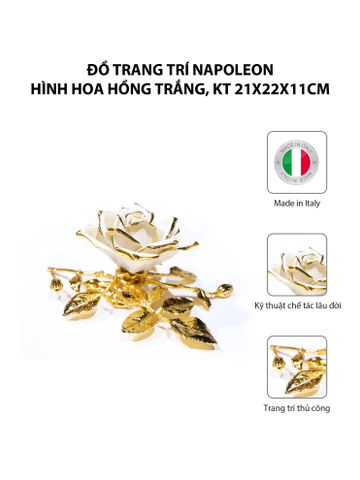  Đồ trang trí Napoleon hình hoa hồng trắng,kt 21x22x11cm,code 8043/07 