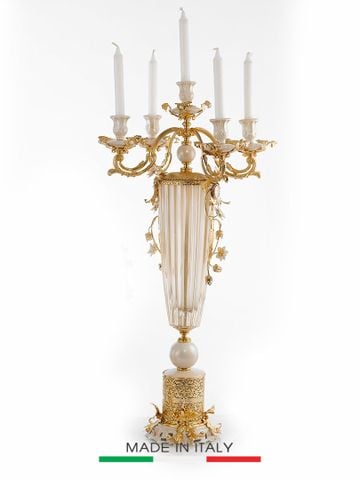 Chân Nến Bằng Sứ Dát Đồng Trang Trí Caroline Italy 41x83cm - A270.PR2