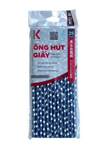  Ống hút giấy phân hủy sinh học Kokusai 6mm x 197mm (25 ống/túi) - 180688 