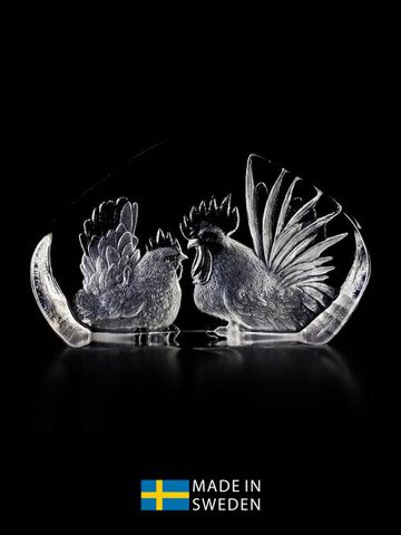 Vật trang trí hình gà trống mái bằng pha lê Maleras "Rooster and Hen"- 33860