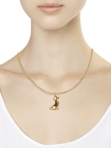 Mặt dây chuyền bằng  vàng "cún xinh bác -xa" đính đá màu, đá nâu -  035285