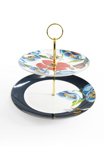  Khay bánh 2 tầng bằng sứ Moriitalia - 011402 