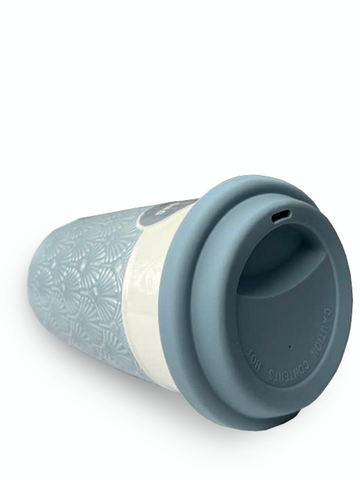  Ly Sứ La Fonte Có Tay Cầm Và Nắp Silicone Màu Nâu - 006477-BLU 