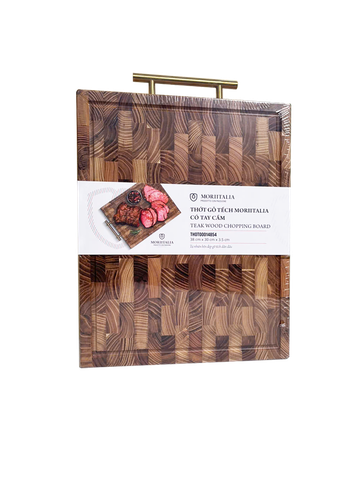  Thớt Gỗ Tếch Moriitalia có tay cầm (38 cm x 30 cm x 3.5 cm) - THOT00014854 