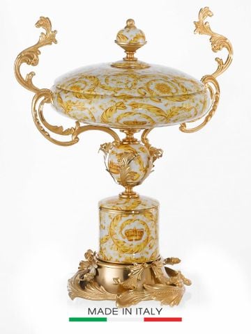 Khay Trang Trí Bằng Sứ Dát Đồng Caroline Italy 41x25x47cm - A248/B.1488