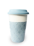  Ly Sứ La Fonte Có Tay Cầm Và Nắp Silicone Màu Nâu - 006477-BLU 