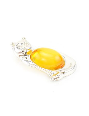 Một mặt dây chuyền bạc nhỏ làm từ hổ phách mật ong tự nhiên trong bạc "Cat" - 5017110213