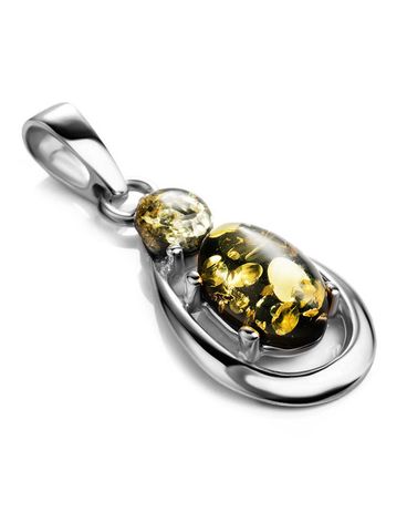 Mặt dây chuyền từ hổ phách xanh lấp lánh tự nhiên trong bạc "Prussia" - 5017203180