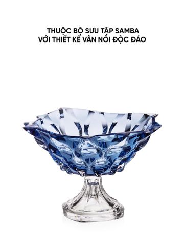  Khay pha lê có chân Samba màu xanh Bohemia 305mm 