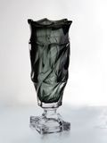  Bình hoa pha lê có chân Flamenco màu xám khói Bohemia 380mm 