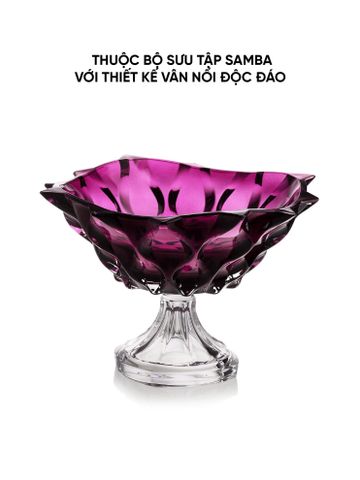  Khay pha lê có chân Samba tím Bohemia 305mm 