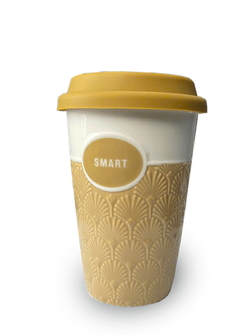  Ly Sứ La Fonte Có Tay Cầm Và Nắp Silicone Màu Nâu - 006477-BRO 