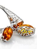  Nhẫn trang sức Amber Jewelry bạc 22K đính đá hổ phách màu cognac (Casablanca 15.5) phủ kim loại Rhodium - 606308098 