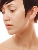  Bông tai trang sức Amber Jewelry bạc 22K (925) đính đá hổ phách thiên nhiên màu cognac (Sambia) kim cương nhân tạo phủ vàng - 610108220 