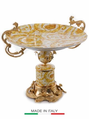 Khay Trang Trí Bằng Sứ Dát Đồng Caroline Italy 41x46x41cm - A248/B.1487